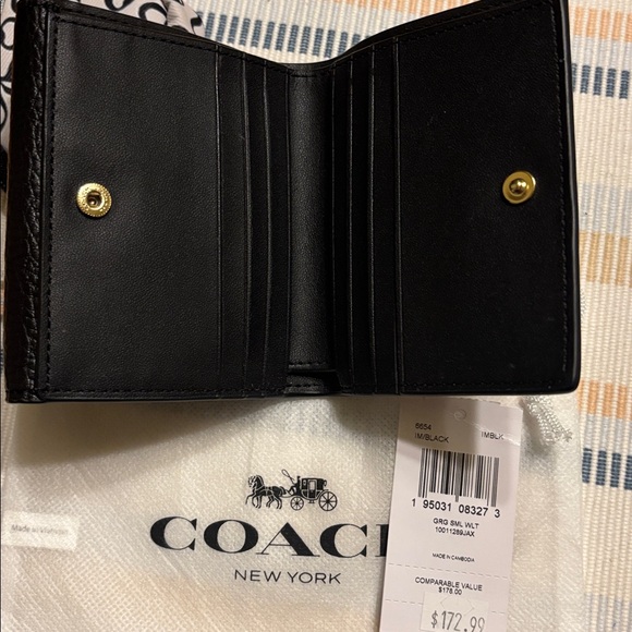 Coach Black Snap Wallet with Gold Horse and Carriage Buckel (Georgie) - Picture 3 of 9